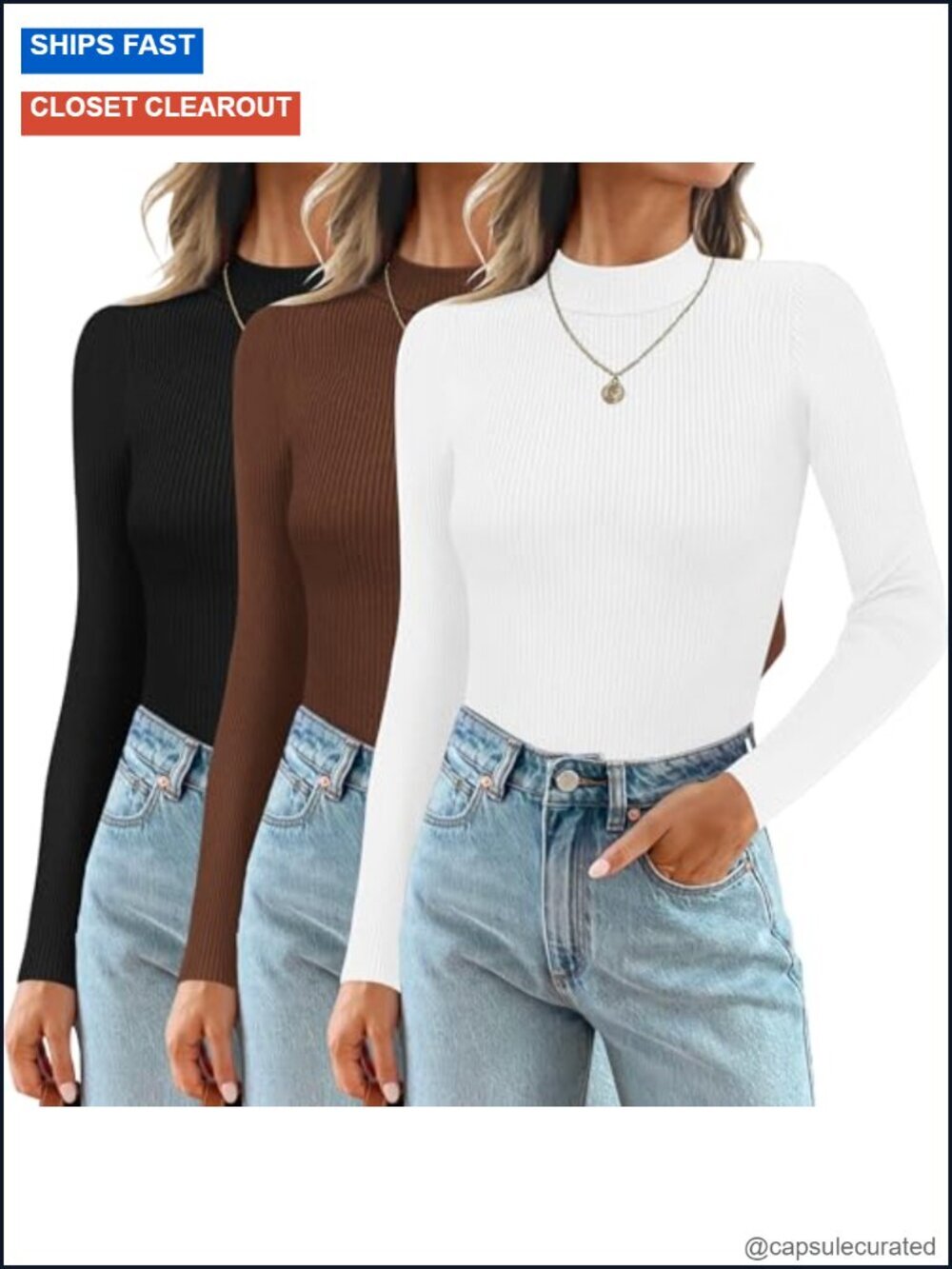 3 Pack Mock Neck Tops Long Sleeve Ribbed Thermal Shirts Undershirts